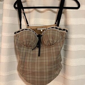Plaid Bustier Top
